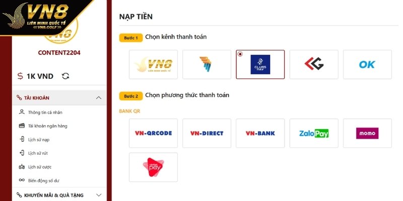 Lưu ý nội dung khi nạp tiền
